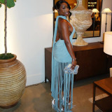 Solid Color Sleeveless Tassel Long Dress XEF-K25D88894