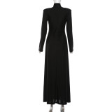 Long Sleeve Solid Color Maxi Dress XEF-K25D88955