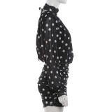 Polka Dots Print Backless Mini Dress XEF-K25D88364