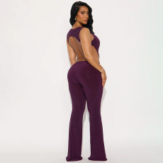Hollow Out Backless Bodysuit Pants 2 Piece Set MXBF-J25ST434