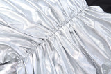 Long Sleeve Patchwork Ruched Maxi Dress XEF-K25D87724