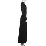 Long Sleeve Sequin Maxi Dress XEF-K25D89304