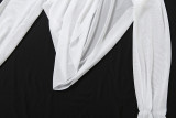 High Collor See Through Flare Sleeve Two Piece Skirt Set XEF-K25S87629