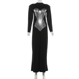 Long Sleeve Sequin Maxi Dress XEF-K25D89304
