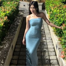 Solid Color Wrap Chest Slim Dress GXIY-K25L1725