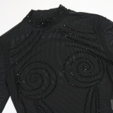 Hot Drll Long Sleeve Tassel Irregular Dress CYA-902191