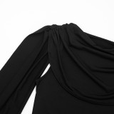 Shawl Collar Tops Pleated Skirt 2 Piece Set GDSF-C25ST414