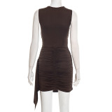 Sleeveless Ruched Solid Color Mini Dress GSZM-D26DS001