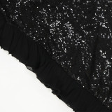 Slash Shoulder Sequin Split Long Dress CYA-902137