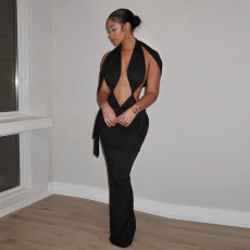 Sexy Hollow Out Backless Maxi Dress GSZM-C25DS453