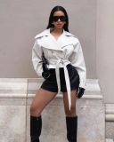 Double-breasted Lapel Tie Up Coat ZSD-0776