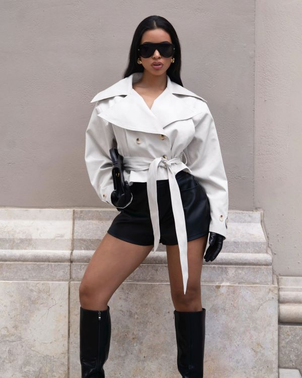 Double-breasted Lapel Tie Up Coat ZSD-0776