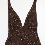 Deep V Neck Backless Sequin Maxi Dress CYA-902183