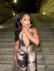 Deep V Neck Hollow Out Jumpsuit YWXS-K25L1287