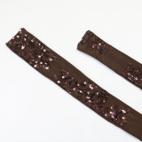 Deep V Neck Backless Sequin Maxi Dress CYA-902183