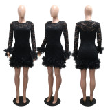 Lace Round Neck Dress+Sling Mini Dress  CYA-902185