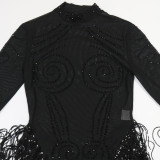 Hot Drll Long Sleeve Tassel Irregular Dress CYA-902191