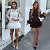 Lace Round Neck Dress+Sling Mini Dress  CYA-902185