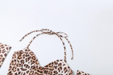 Leopard Print Tie Up Warp Chest Two Piece Short Set GSLF-K25S86184