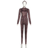 Leopard Print Long Sleeve Three Piece Pants Set GSLF-K25S86810