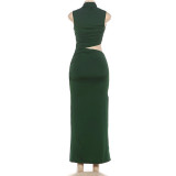 Sexy Wrap Chest Hollow Out Fishtail Dress GSLF-K25D85449