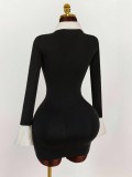 Lapel Contrast Color Mini Dress GXIY-K25L1742