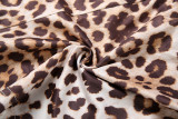 Leopard Print Tie Up Warp Chest Two Piece Short Set GSLF-K25S86184