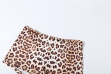 Leopard Print Tie Up Warp Chest Two Piece Short Set GSLF-K25S86184