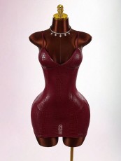 Deep V Neck Solid Color Sling Mini Dress GXIY-K25L1825