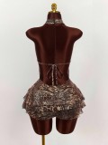 Leopard Print Tie Up Backless Mini Dress GXIY-K25L1703