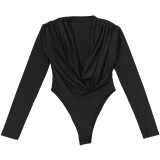 Solid Color Long Sleeve Tight Bodysuit GSLF-K25K89083