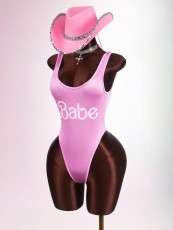 Letter Print Sleeveless One Piece Swimsuit GXIY-K25L1792