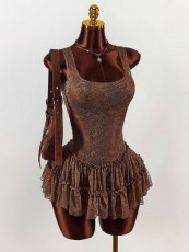 Sleeveless Lace Patchwork Mini Dress GXIY-K25L1805