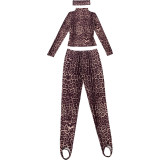 Leopard Print Long Sleeve Three Piece Pants Set GSLF-K25S86810