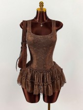 Sleeveless Lace Patchwork Mini Dress GXIY-K25L1805