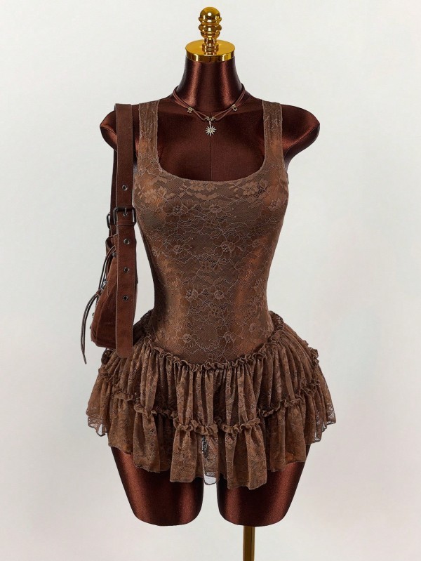 Sleeveless Lace Patchwork Mini Dress GXIY-K25L1805