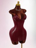 Deep V Neck Solid Color Sling Mini Dress GXIY-K25L1825