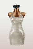 Solid Color Halterneck Backless Mini Dress GXIY-K25L1733