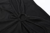Long Sleeve Hollow Out Split Maxi Dress GSLF-K25S87290