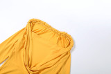Solid Color Ruched Long Sleeve Maxi Dress GSLF-K25D87000