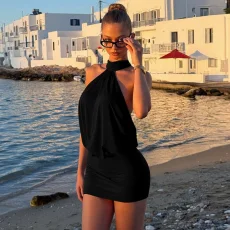 Sleeveless Off Shoulder Backless Mini Dress GXIY-K25L767