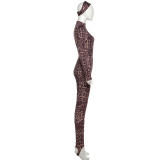 Leopard Print Long Sleeve Three Piece Pants Set GSLF-K25S86810