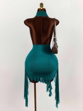 Solid Color Backless Irregular Mini Dress GXIY-K25L1668