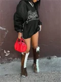 Letter Print Contast Color Loose Sweatshirt YWXS-XS-LR07234
