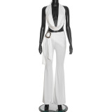 Solid Color Tight Sleeveless Two Piece Pants Set GDSF-J25ST472