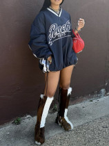 Letter Print Contast Color Loose Sweatshirt YWXS-XS-LR07234