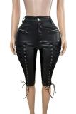 Fashion PU Leather Bandage Five-Tenths Pant GFCF-1436