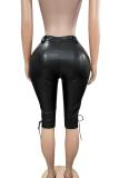 Fashion PU Leather Bandage Five-Tenths Pant GFCF-1436