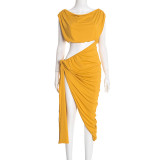 Solid Color Sleeveless Tie Up Midi Dress GSZM-D25DS565