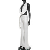 Solid Color Tight Sleeveless Two Piece Pants Set GDSF-J25ST472